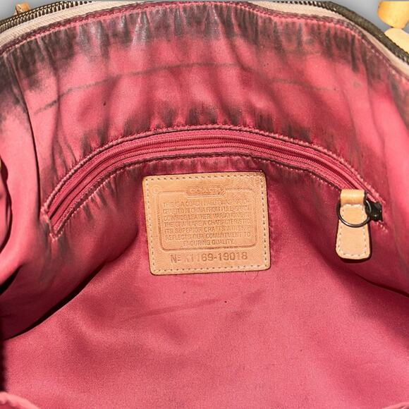 Vintage Coach Poppy Tan Leather Shoulder Tote Bag with Front Buckle Pocket - Picture 5 of 6